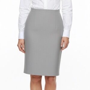Talbots Gray Cotton Blend Pencil Skirt‎ 12 Lined Double Kick Pleat Office Work